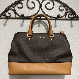 Michael Kors Dark Brown & Tan Savannah Satchel